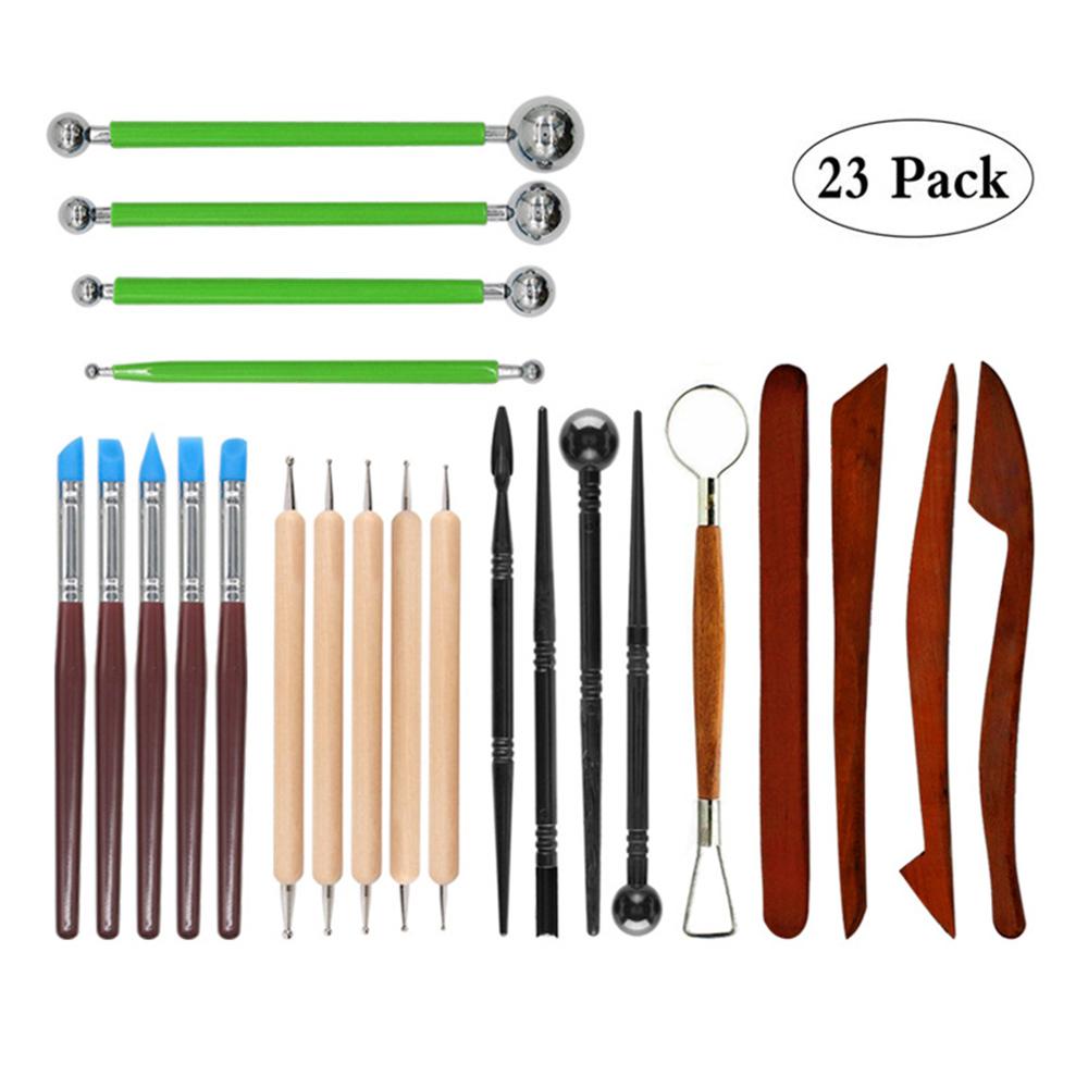 23 Uds utensilios de arcilla polimérica Plastilina herramientas de escultura cerámica herramientas de cerámica pilas de arcilla Ceramica herramientas de escultura de cerámica para el modelo: Verde