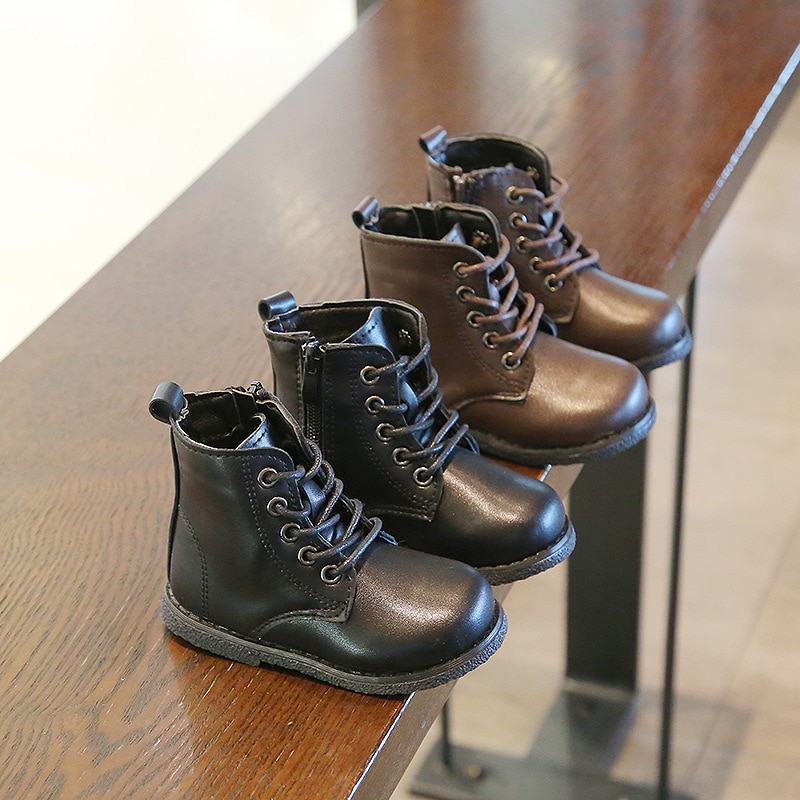 Children Boots Boys Waterproof Sneakers Kids PU Leather Autumn Boots Girls Vintage Martin Boots Baby Toddler Shoes