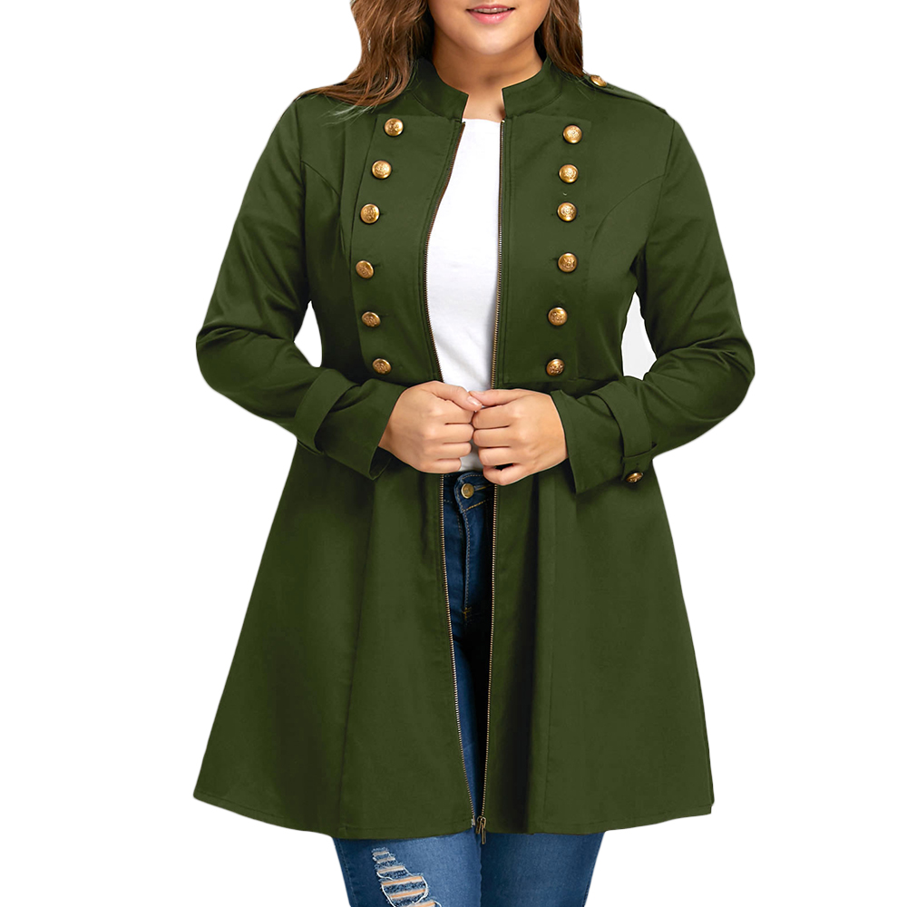 Wipalo Brand Plus Size Double Breasted Flare Lange Winter Vest Vrouwen Trenchcoat Oversize Grote Maat Jassen: Army Green / 5XL