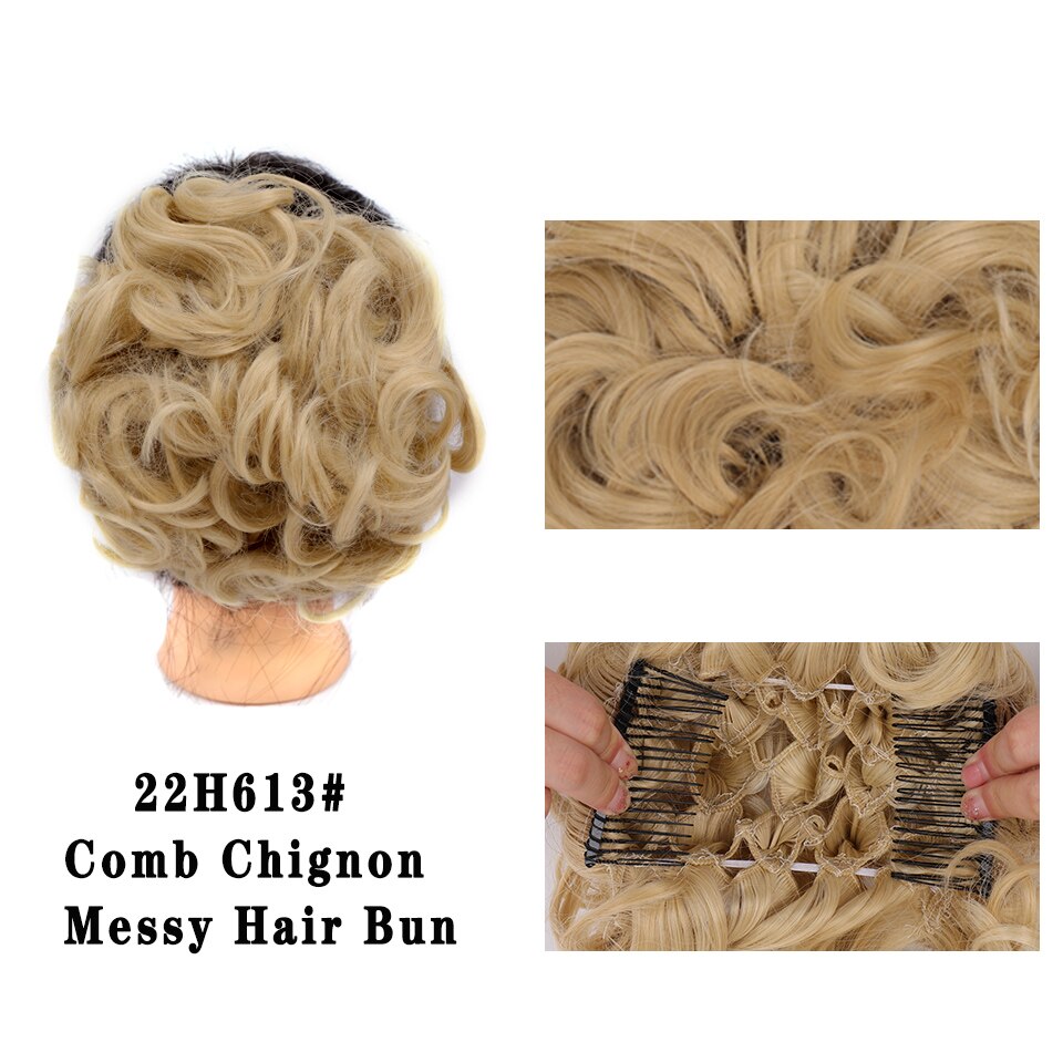 LUPU Synthetische Haarknoten Kamm Clip in Lockige Chignon Haarnadel Synthetische Falsche Haar Schwanz Erweiterung Haar Stück Für Frauen: 22H613