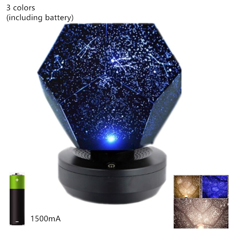 Galaxy sky projektor stjerne nat lys led lampe indretning med batteri fjernbetjening soveværelse belysning værelse romantisk 3 farver personali: Batteri 3 farver