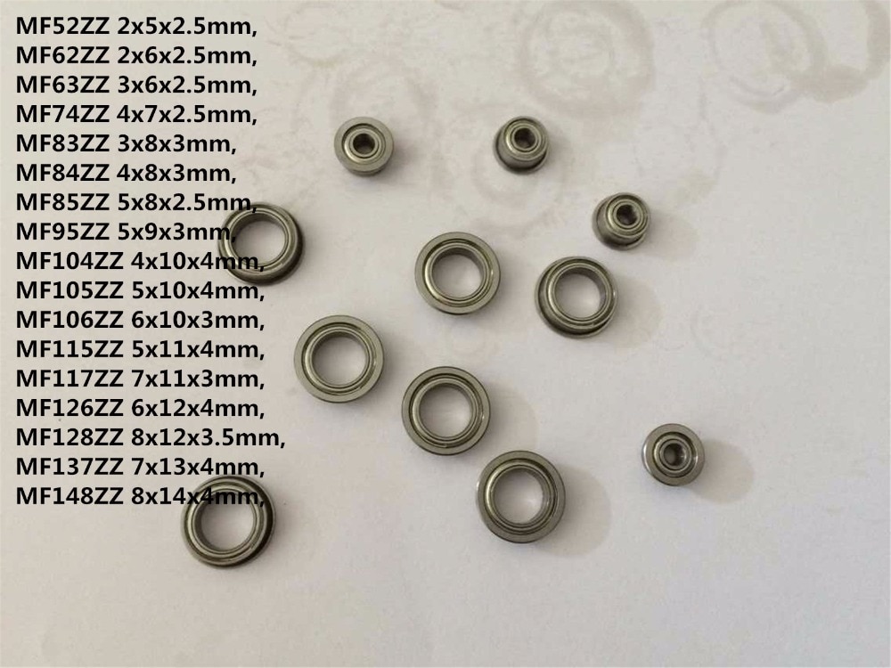 5-10pcs MF52ZZ MF62ZZ MF63ZZ MF74ZZ MF83ZZ MF84ZZ To MF148ZZ Miniature Flange Bearing Thin Wall Metal Shielded Flanged Bearings