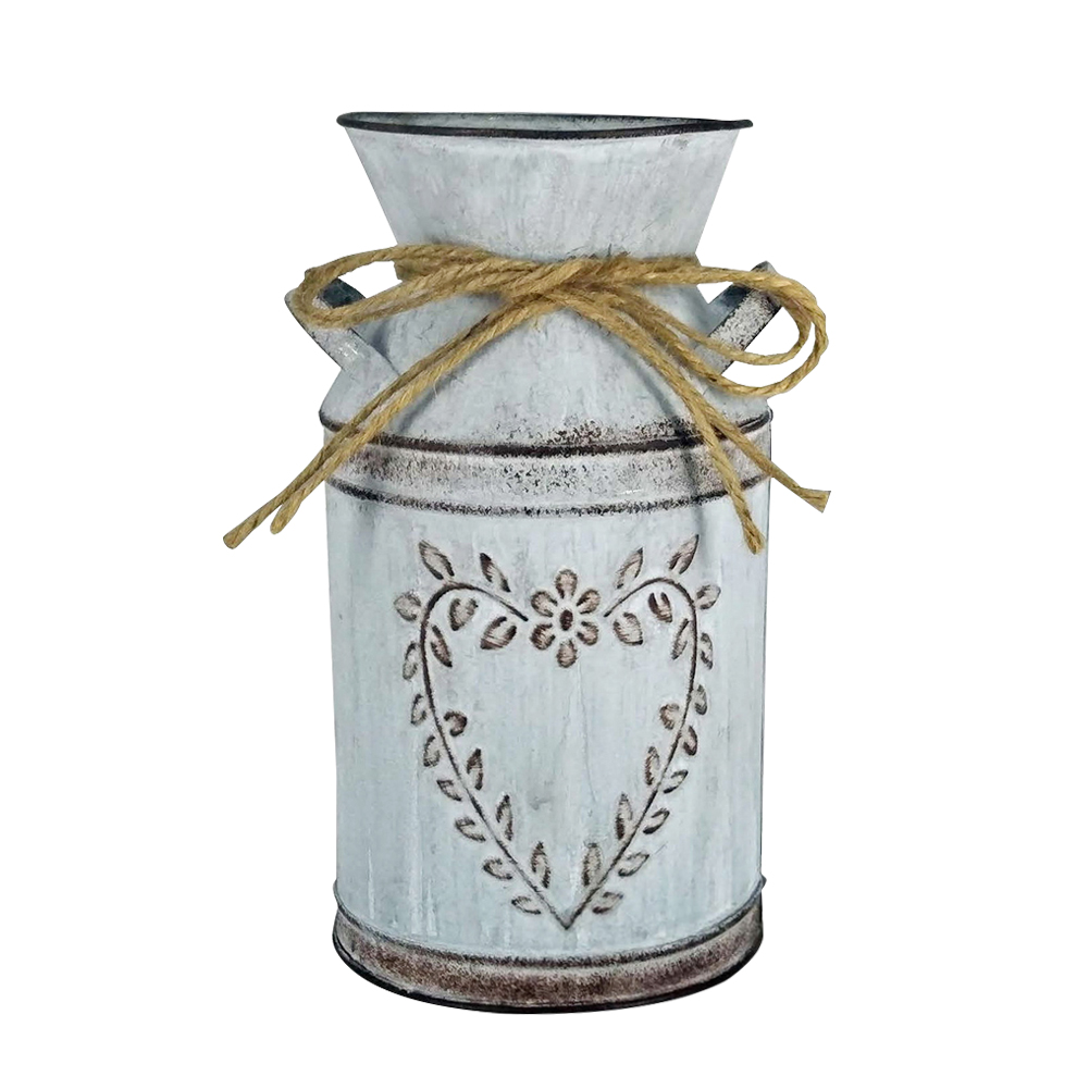 1Pc Shabby Rustic Style Chic Iron Metal Pitcher Flower Vase Can Jug Portable For Wedding Party Decoration Home: d 10.5X19cm