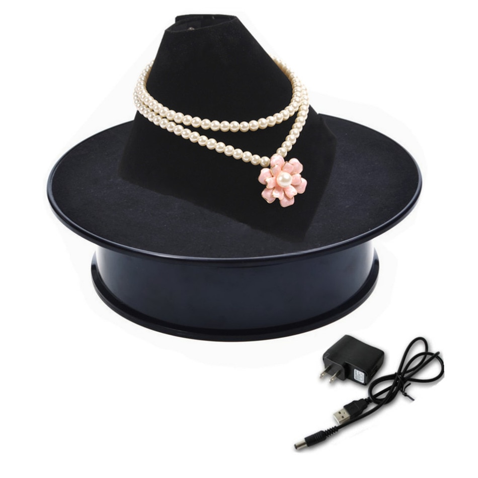 Stylish Black Velvet Top Electric Motorized Rotary Rotating Turntable For Display Or Advertising Stand 360 Plastic Battery