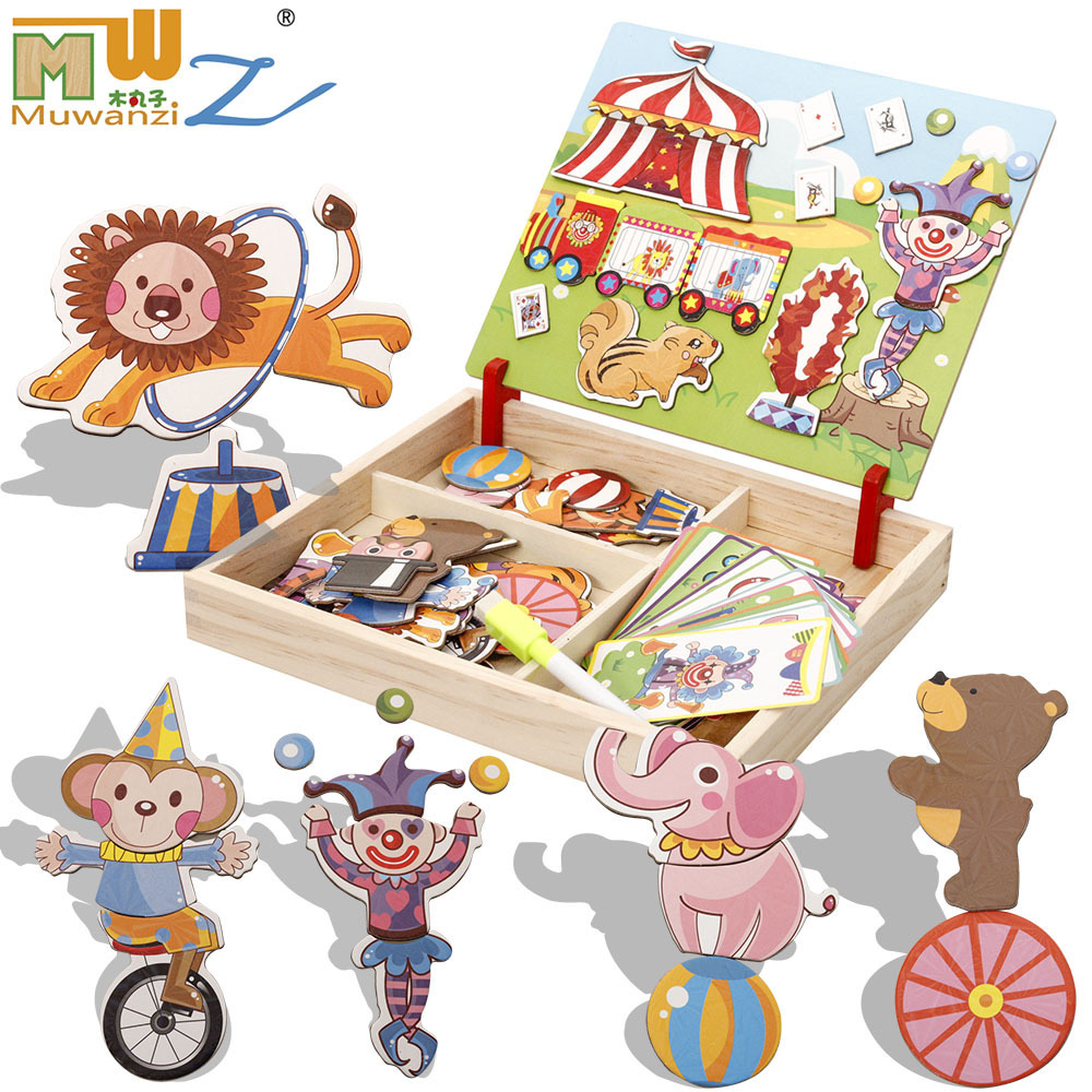 MWZ Multifunktionale Zeichnung Bord Holz Spielzeug Pädagogisches Magnetische Puzzle Kinder Kinder Puzzle Spielzeug