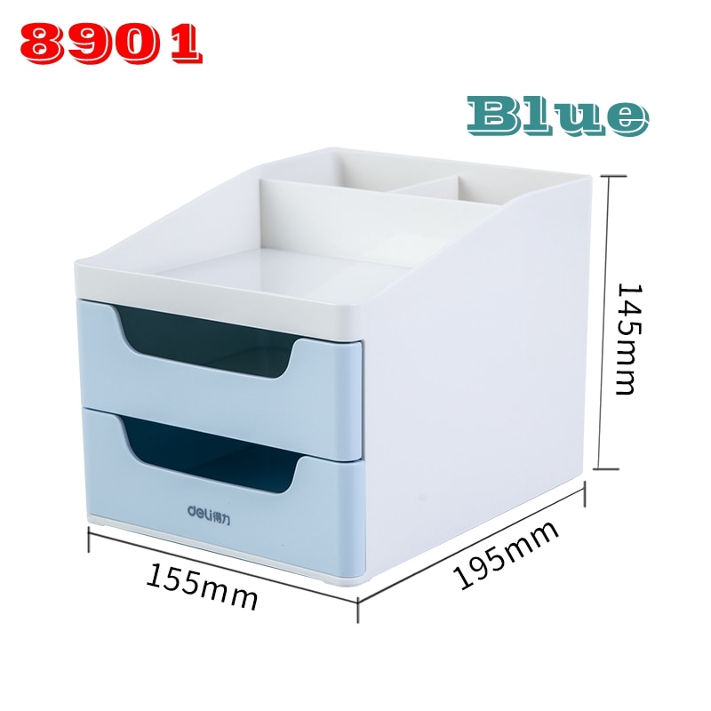 Deli 8900/8901 skrivbordsarrangörsset dubbel drwaer förvaringsbox multi-storey desktop kontorspapper insamlingslåda