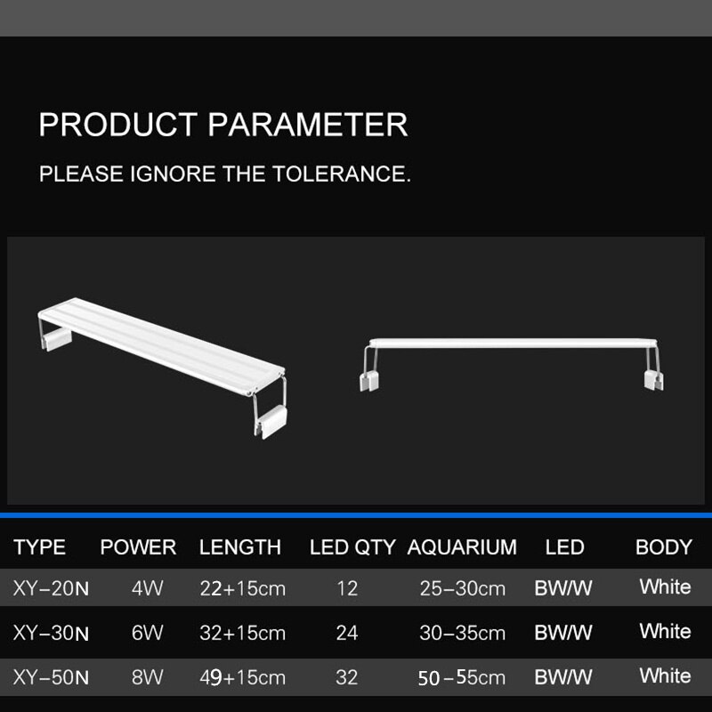 Oświetlenie LED do akwarium 15-57cm wysokiej jakości lampa do akwarium z wysuwane uchwyty białe i niebieskie ledy pasuje do akwarium