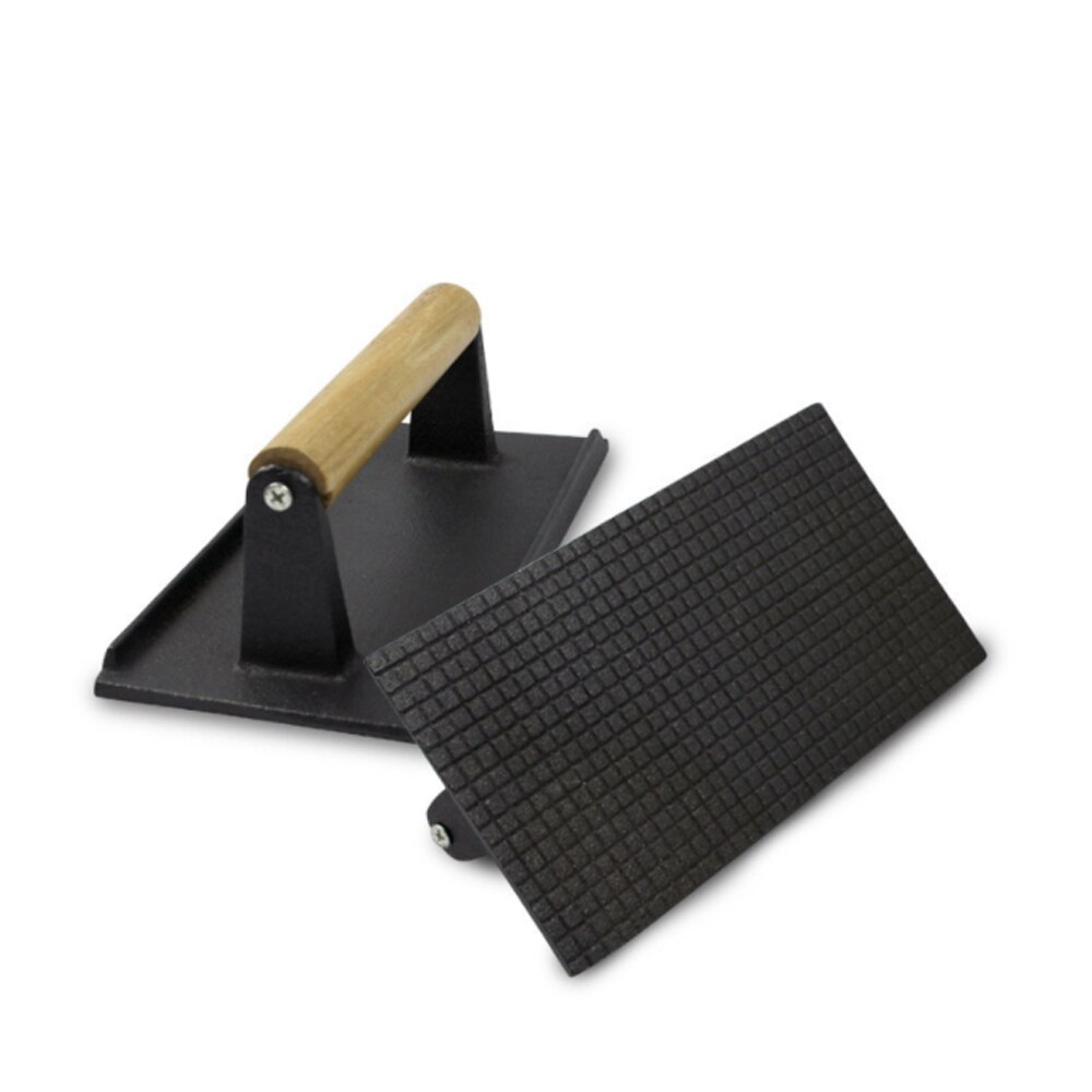 Cast Iron Bacon Press Meat Beef Grill Burger Press With Wooden Handle Weight Press BBQ Kitchen Food Grill