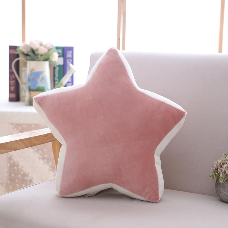 Karamelli väri pilvi tähti kuu sateenkaari tyyny pyöreä muoto pehmo pallo tyyny tyyny kodin sohva sisustus tyyny ystävälle: Vaaleanpunainen tähti 36 x 36cm