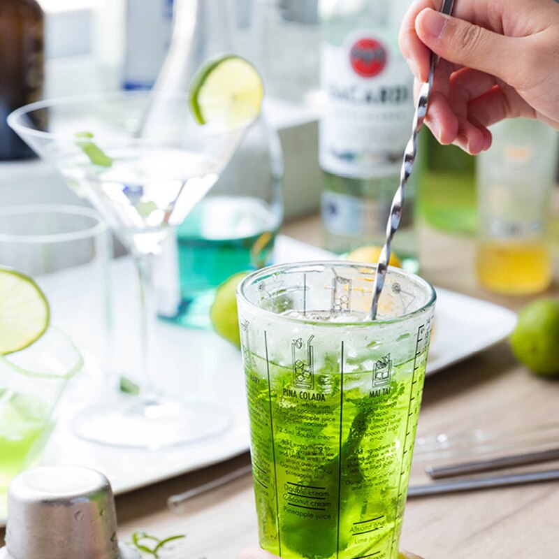 Scale Glass Cocktail Shaker Wine Mixer Shaker Bottle Fruit Juice Snow Double Cup Bar Martini Bartender Tool 400ML/14OZ