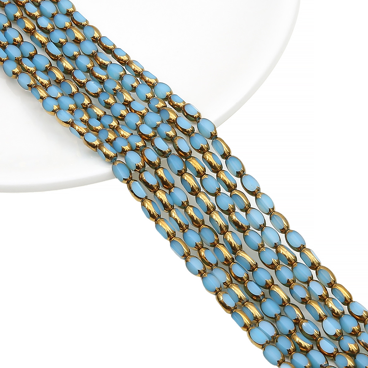 45-50 peças 3x7mm briolette contas de vidro ovais banhadas a cor dourada cristal contas espaçadoras soltas para pulseira diy acessórios de colar: Laranja