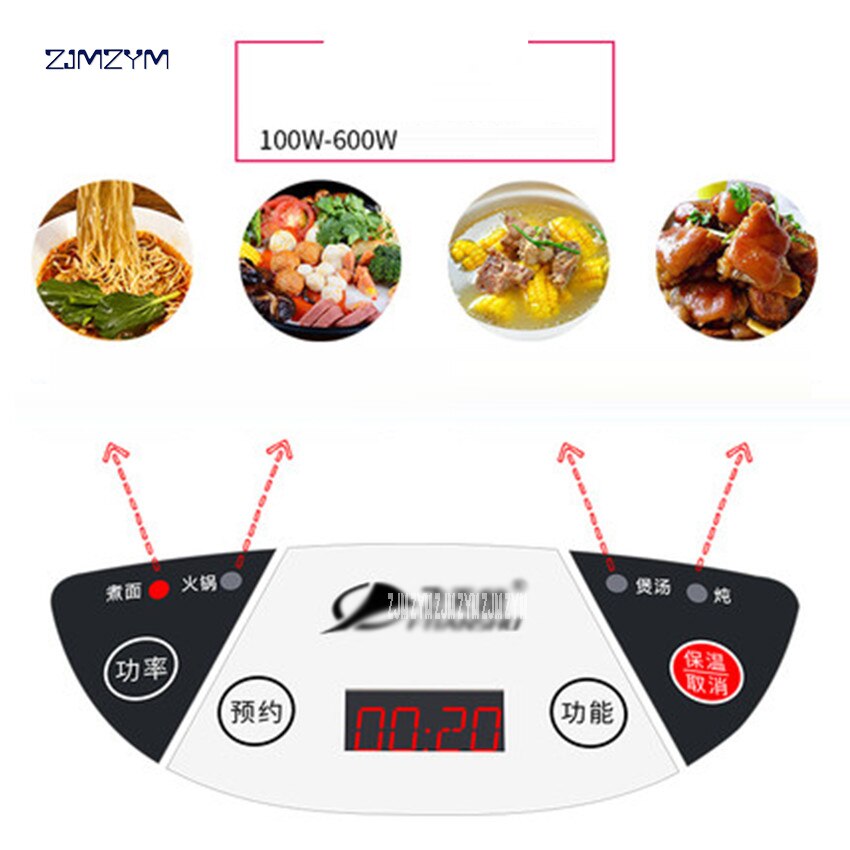 Mini Multi Cookers 1L Food Grade Stainless Steel Electric Pot Cooker Rice Boil Steamed Soup Pots Perfect for Dorm GL-ZON166