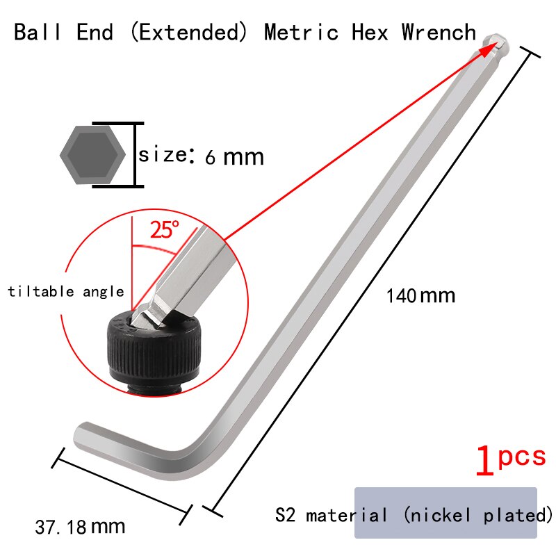 S2 Allen Key Hexagonal Screwdriver Extended Allen Wrench Set 1.5/2/2.5/3/5/6/8/14/17mm: Orange