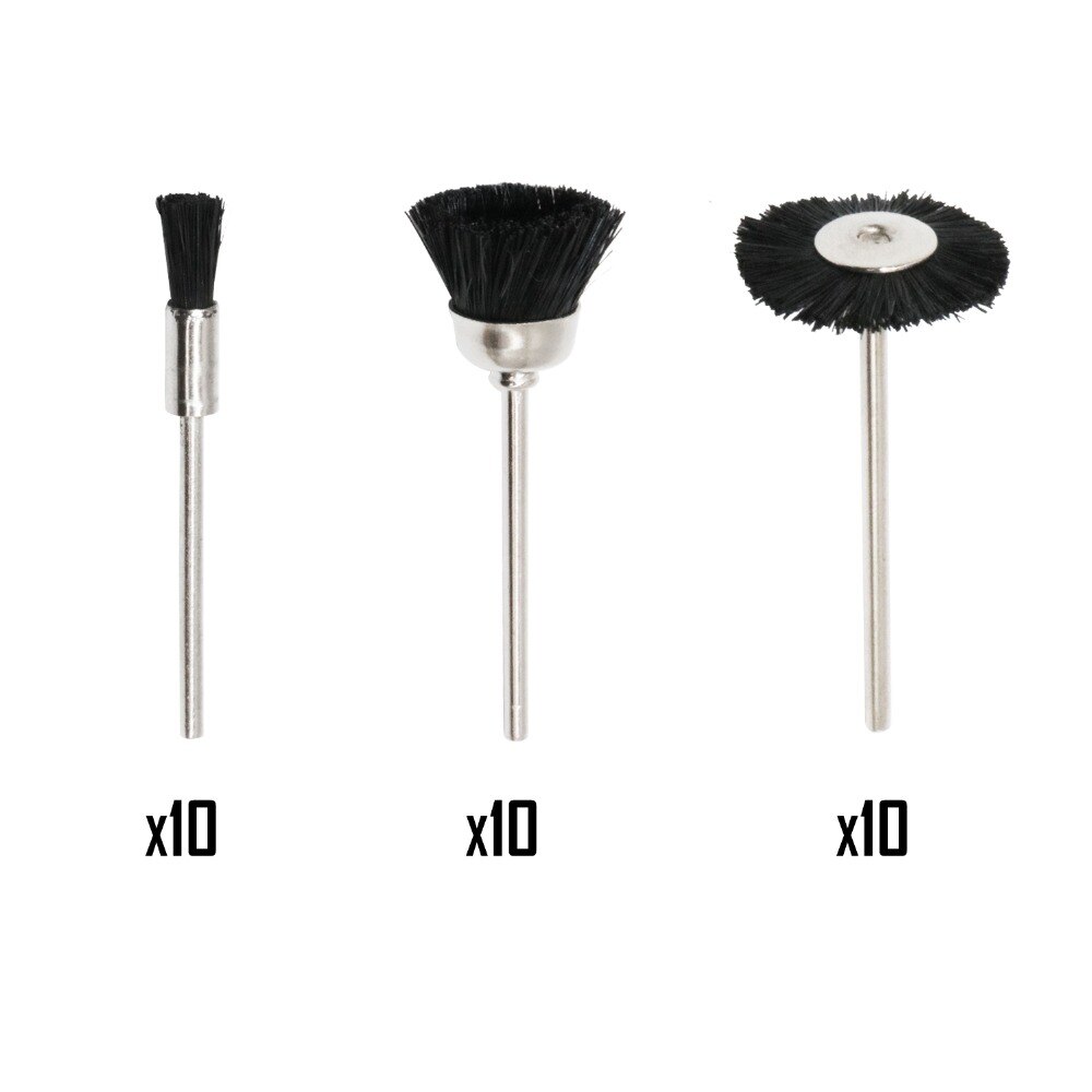Nailon suave cepillos de cerdas de alambre taza cepillo de limpieza y pulido accesorios 2,35mm caña para Dremel de Perforación rotatoria herramientas 30 Uds
