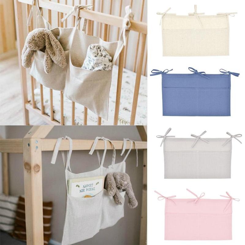 Organizador de cuna de bebé, bolsa de almacenamiento colgante para cama de bebé, organizador de pañales esenciales, pañuelos colgantes, juguetes multiusos para bebé B0G8
