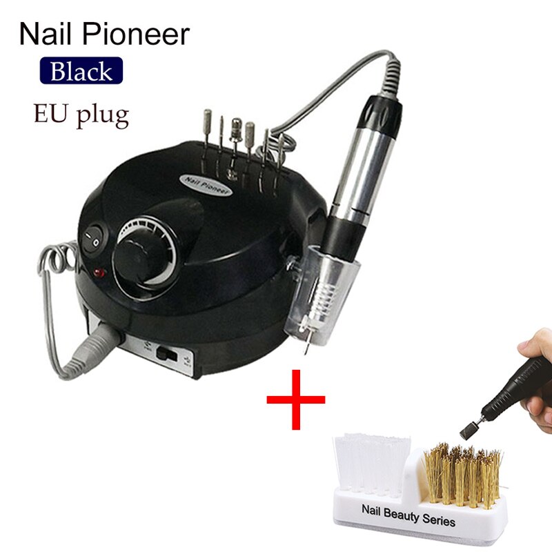 30W 35000 Rpm Professionele Elektrische Nagel Polijstmachine Mill Cutter Sets Voor Manicure Nail Art Equipment Tool: 30W Black Brush