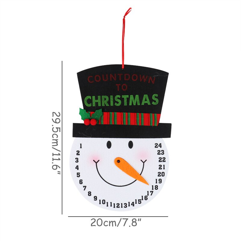novelty countdown 24 days calendar into christmas calendar snowman and Santa cartoon date clock merry xmas hanging ornament