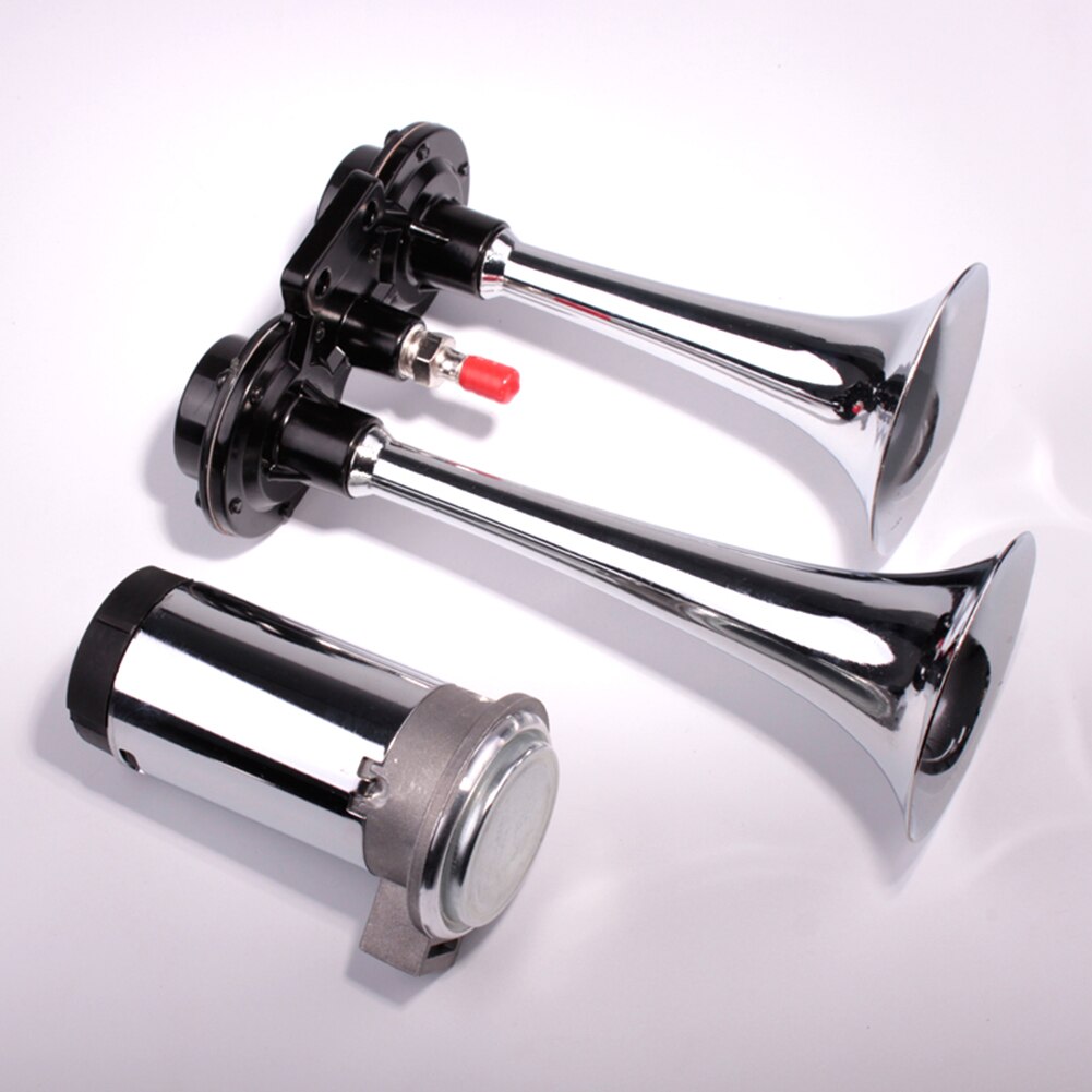 FARBIN 12V/24V 150db Super Loud Air Horn Chrome Zinc Dual Trumpet with Compressor: 24V / FB-J21-N