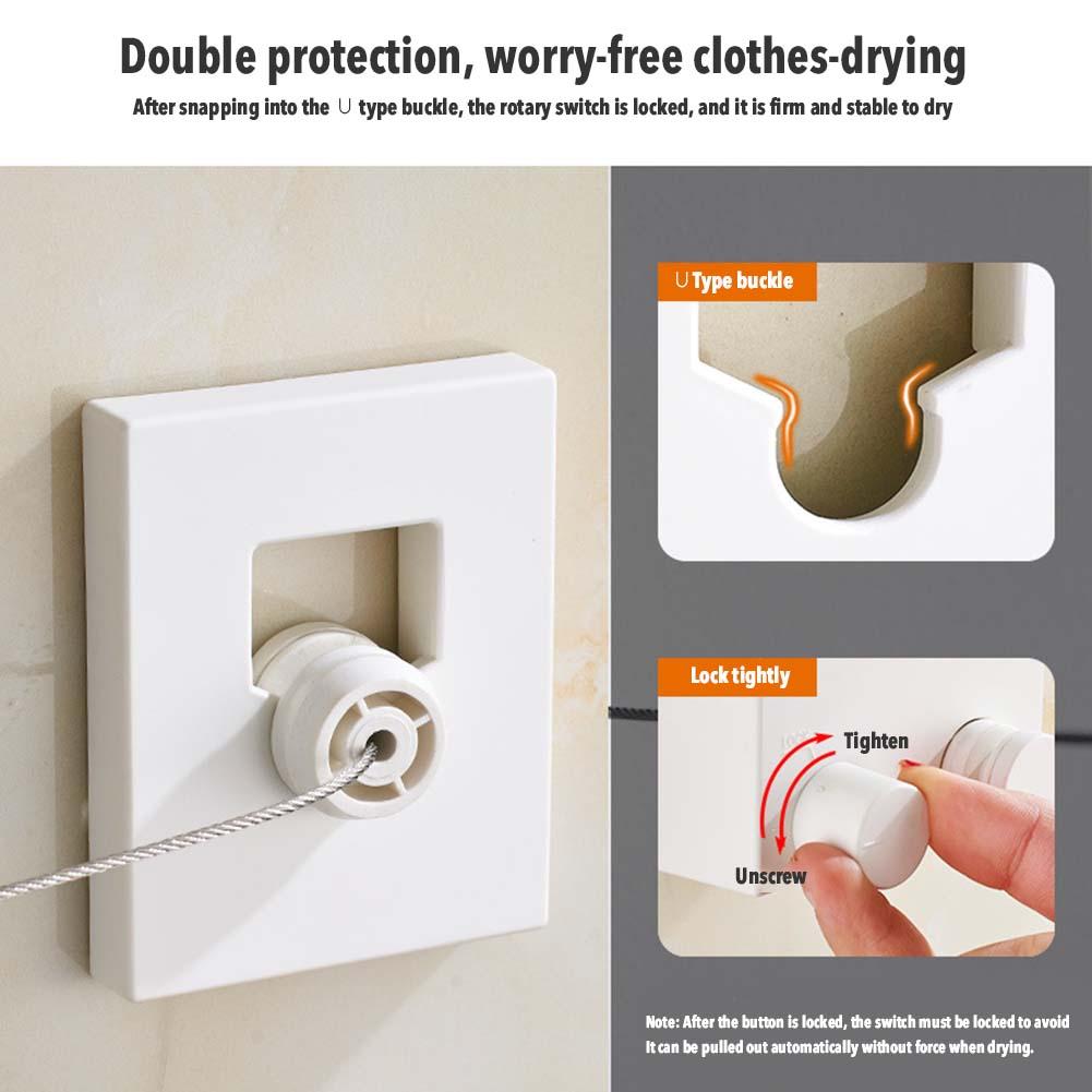 Retractable Clothesline Adjustable Stainless Steel Rope Drill-Free Wall Mounted Clothes Dryer for Hotel Balcony Indoor