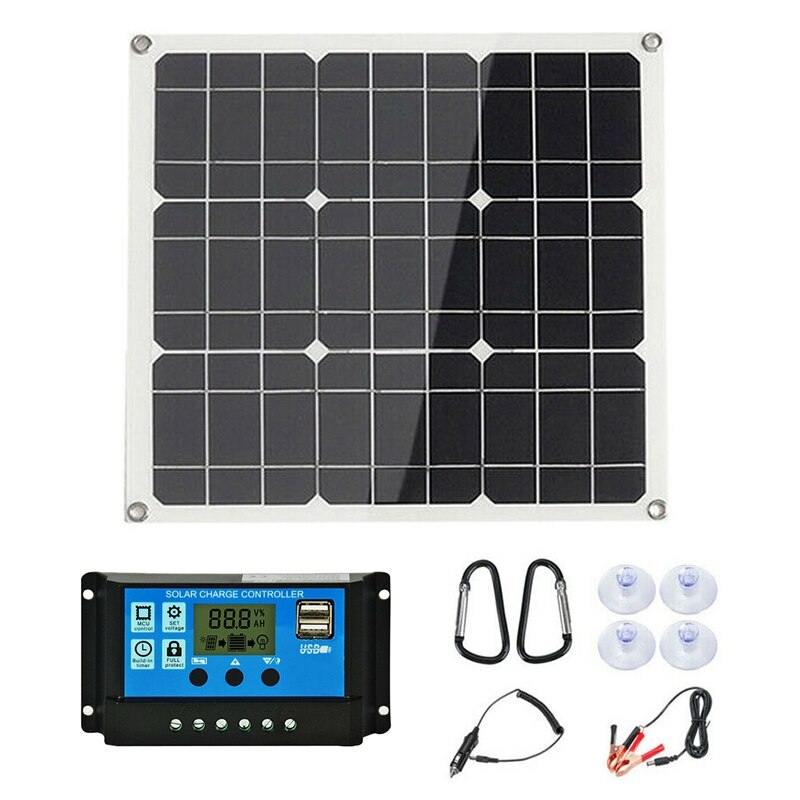 200 Watt 200W Solar Panel Kit with LCD Solar Controller 12V RV Boat Off Grid