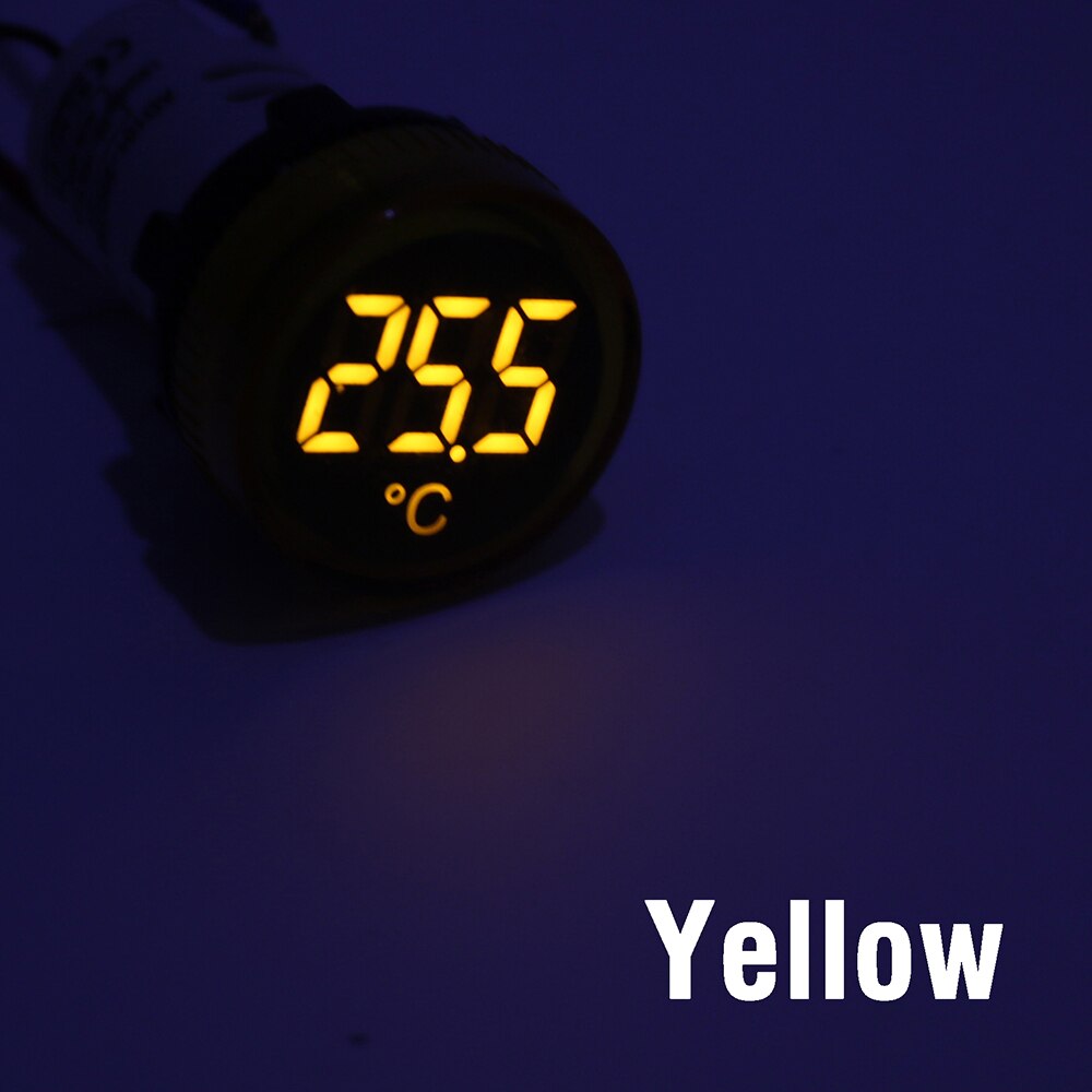 22Mm Mini Plastic Led Digitale Thermometer 20-119 Celsius 50-380V Ac Ronde Kleine Display Indicator pilot Light Temperatuur Meter: Yellow