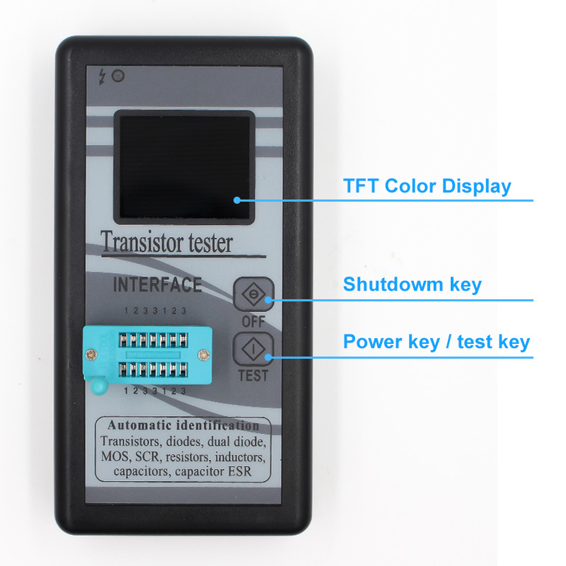 Mehrzweck-transistortester 128*160 dioden thyristor kapazität widerstand induktivität mosfet esr lcr meter tft-farbdisplay