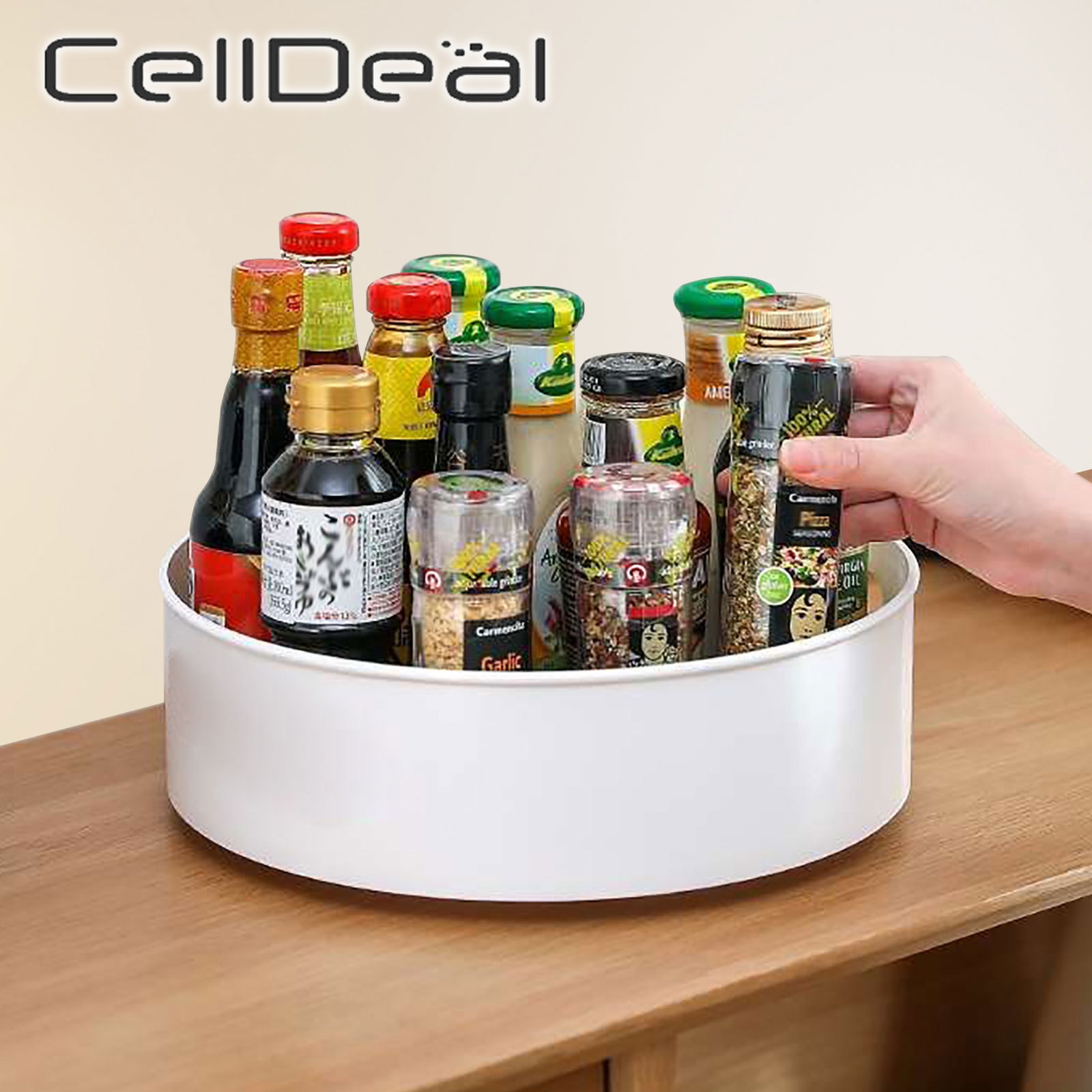 360 Rotating Storage Tray Kitchen Spice Jar Food Snack Tray Home Seasoning Spice Racks Organizer Multifunctional Storage Plate