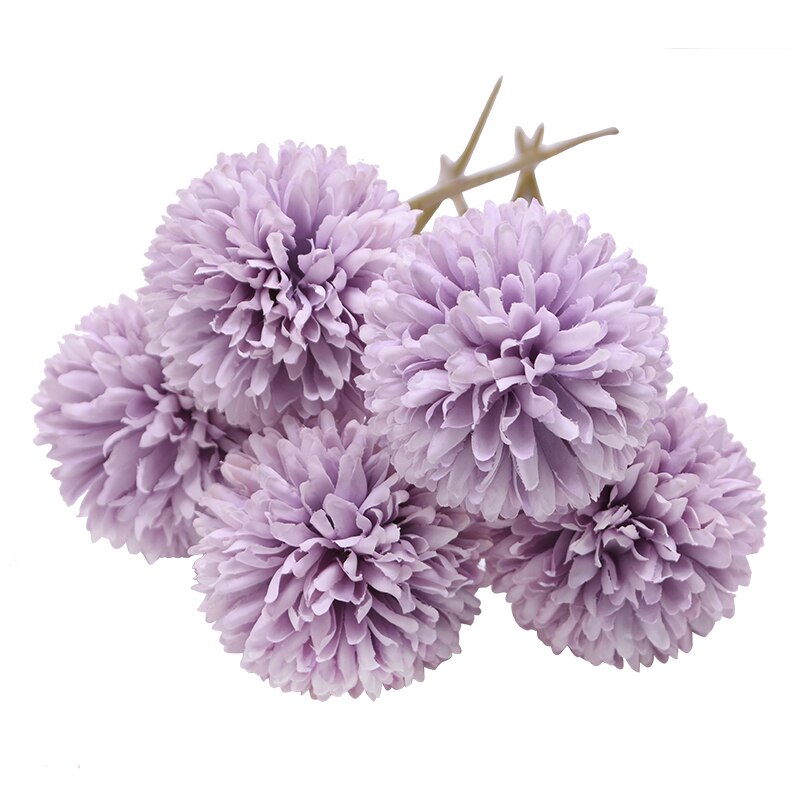 5pcs Dandelion Flower Ball Simulation Silk Artificial Flowers DIY Wedding Party Table Decoration Bride Hold Bouquet Home Decor: F04