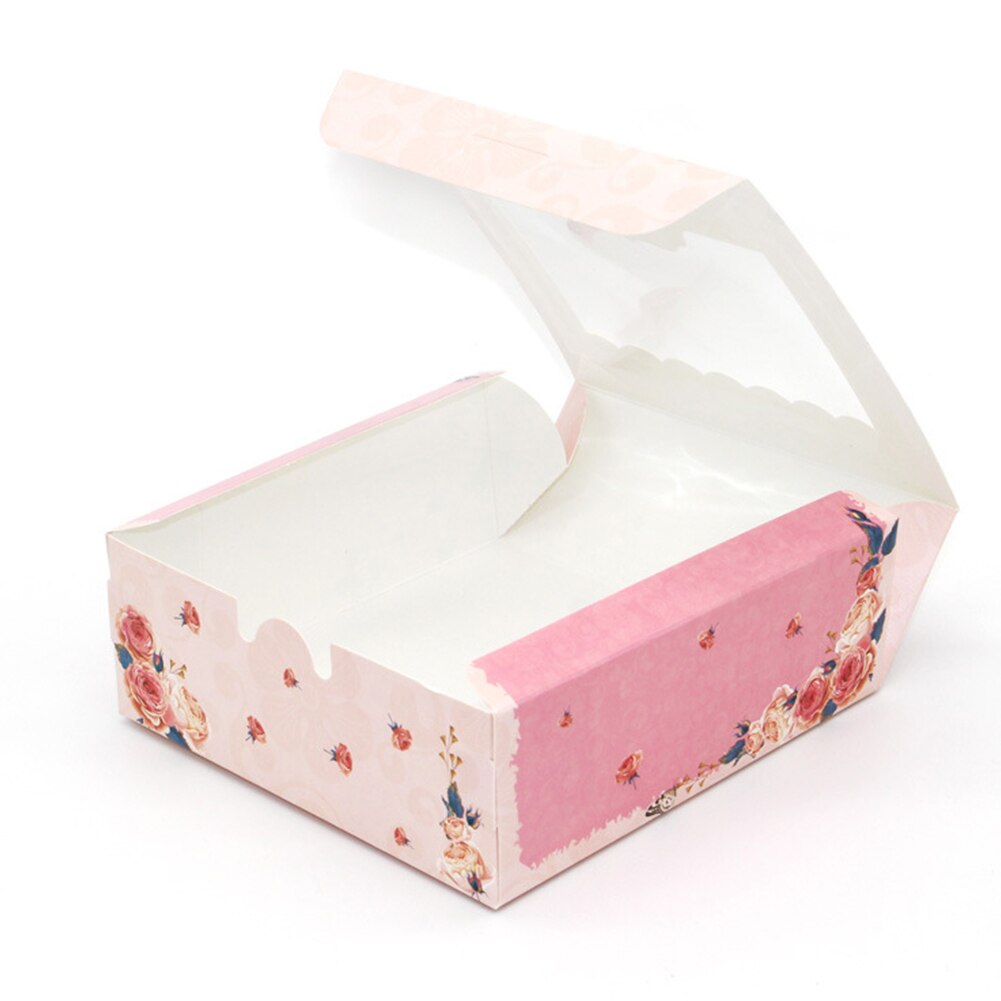 10 Pcs Foldable Box Cupcake Paper Packaging Rose Cookies Cute Easy Assemble Party With Window Candy Multi Purpose Wedding