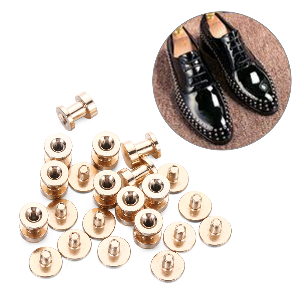 10 sets dubbellaags koperen leren ambachtelijke riem portemonnee massief messing spijkers klinknagels schroeven doek knoop decoratie spijker