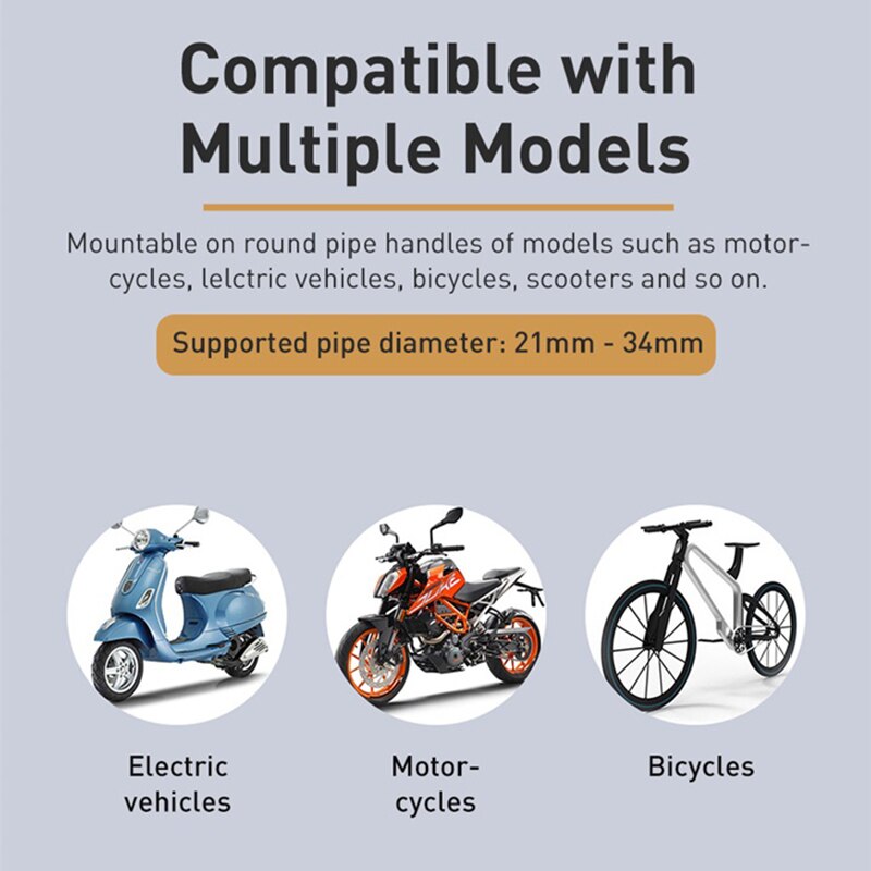 Baseus Motorcycle Bicycle Phone Holder 360° Rotation Alloy Moto Bike Stand Mount For Iphone 11 Max Samsung 4.7-6.5 Inch Phones