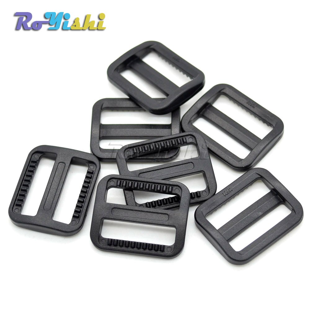 10pcs/pack 1" Black Plastic Slider Tri Glide Adjustable Buckles Webbing Size 25mm
