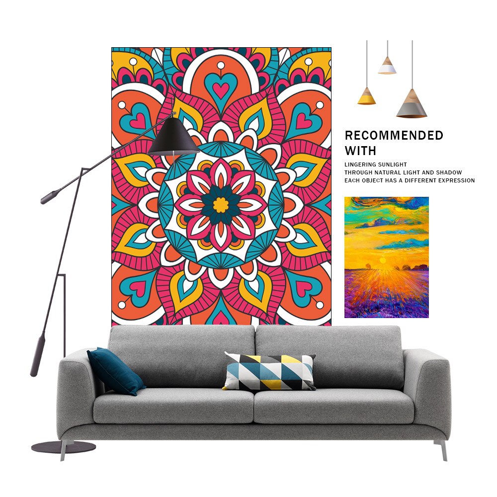 Mandala fargerike blomstermønster etnisk rektangel teppe flanell teppe alfombras godt hjem stue tepper og tepper