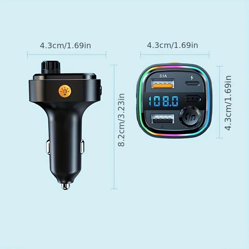 Bluetooth 5.0 FM-Transmitter Freisprecheinrichtung Autoradio Modulator MP3-Player mit 22,5 W USB Super Quick Charge Adapter für Auto