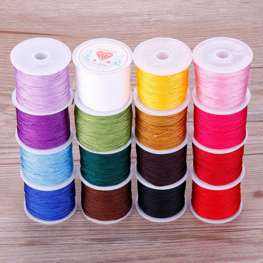 45m/ rollen kleurrijke beginners nylon chinese knoop armband handwerk koord draad macramé diy kralen koord koord gevlochten koord