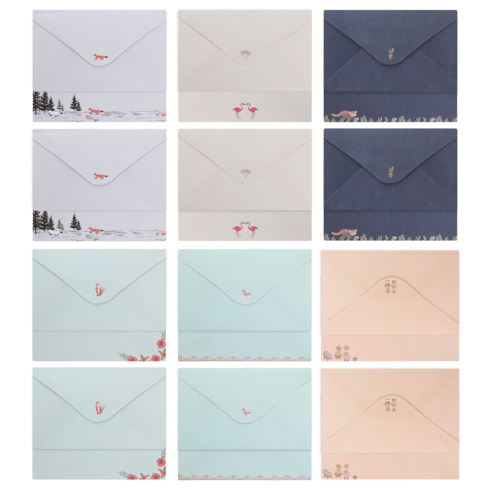 54pcs Lovely Smooth Letter Paper Envelope Set Letter Writing Paper for Blessings