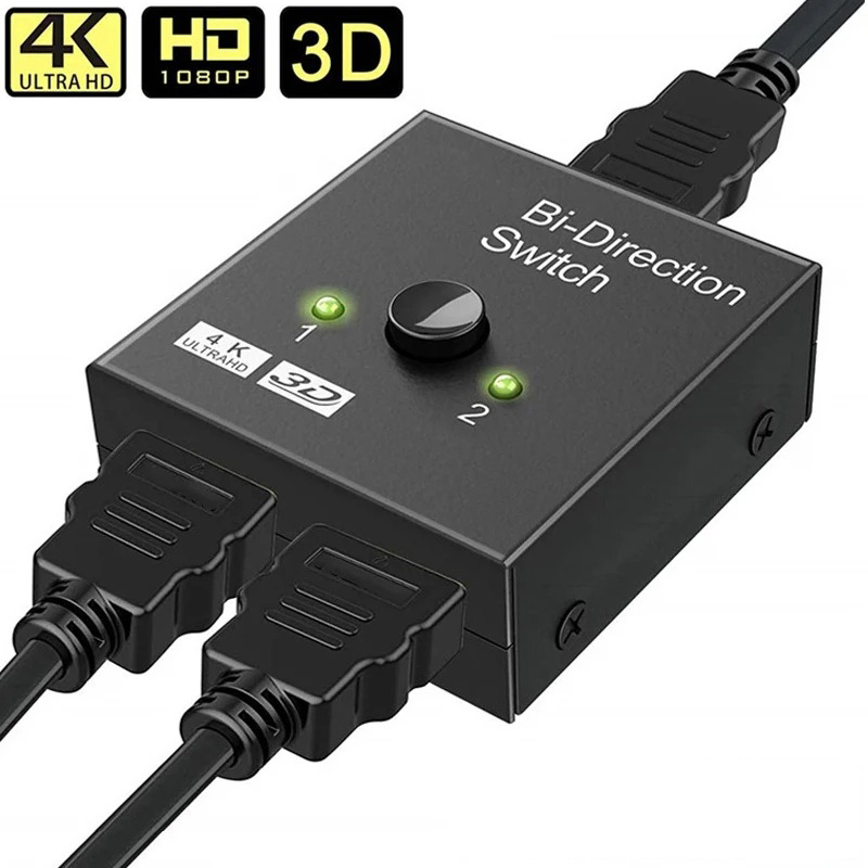 4K HD 60Hz bidirectionele switcher HDMI-compatibele switcher 2 in 1 uit 1 X 2 distributie voor pc-laptopprojector ﻿: Default Title