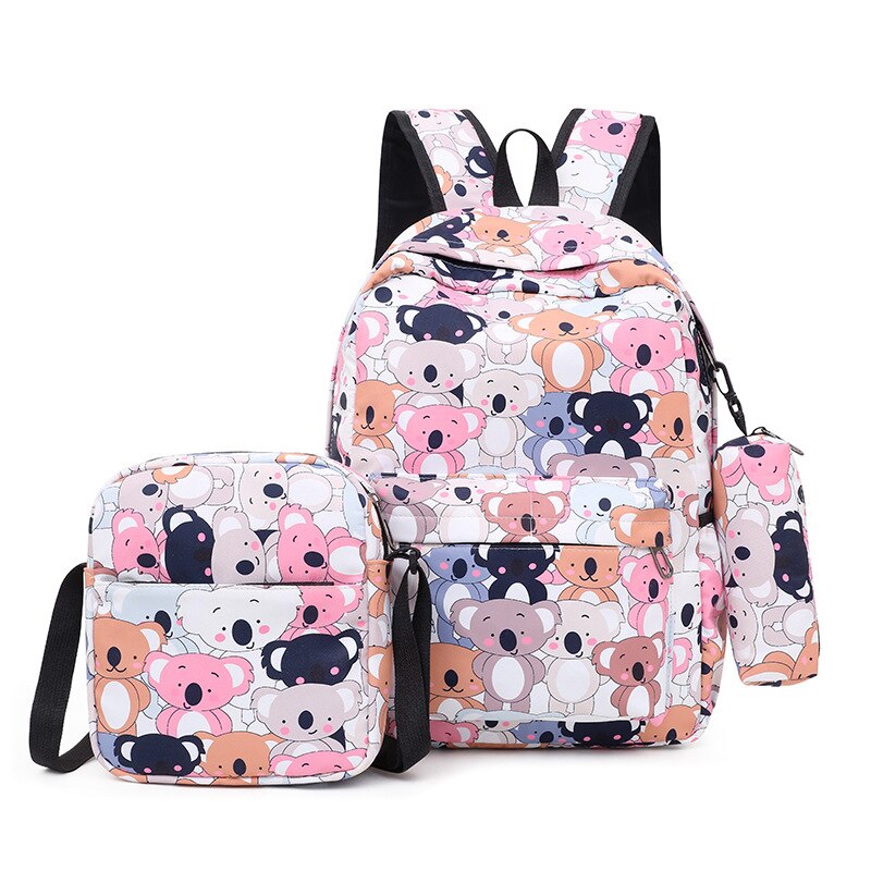 3pcs/set Male backpacks high school bags for women boys one shoulder big student travel bag men school backpack mochila: Kara