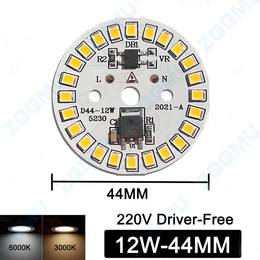 10 Uds. Chip de bombilla LED sin controlador 18W 15W 12W 9W 7W 5W 3W SMD 2835 cuenta de lámpara redonda AC 220V bombilla Chip iluminación foco luz jabalí: Marfíl / 28 W
