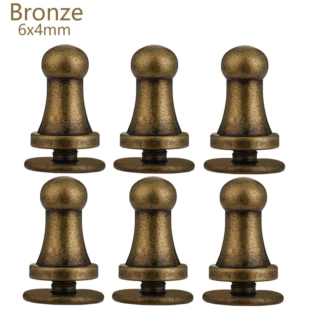 10PCS Monk Head Screws Leather Metal Craft Belt Wallet Solid Brass Nail Rivets Screws Bags Accessories Tacks: 6X4mm Bronze