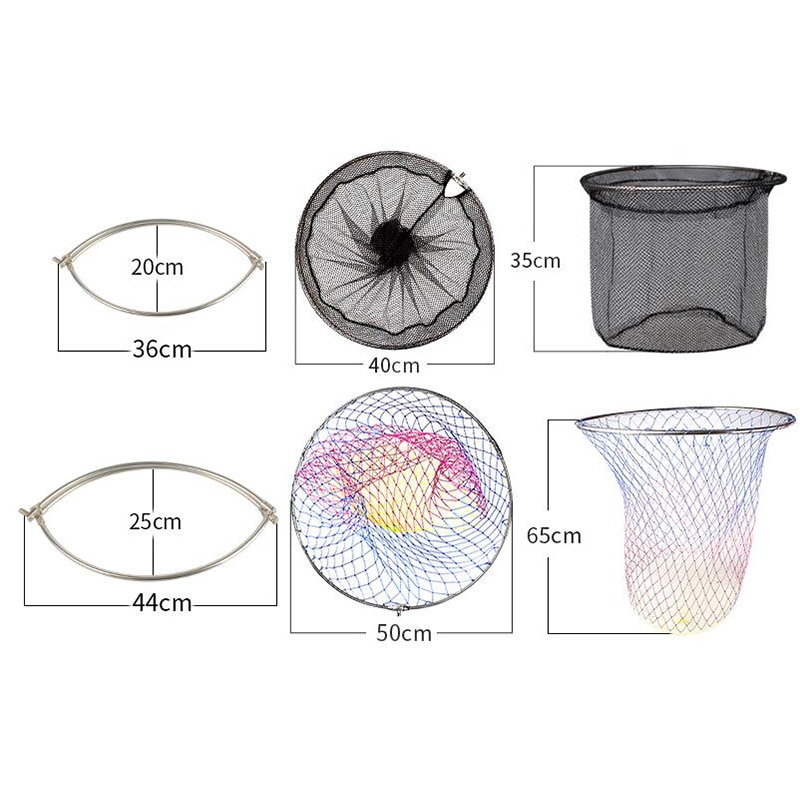 Fishing landing nets stainless steel folding fishing network colorful nylon mesh carp fish equipment