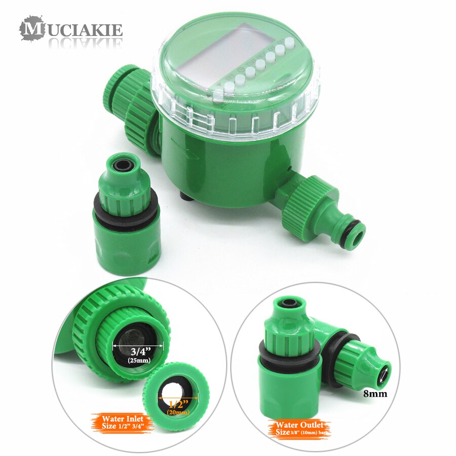 Garden Timer With 1/2/4-Way Hose Splitter Automatic Watering Irrigation Controller Adapter Connect 4/7mm 8/11mm 16mm Hose: BxAB686C