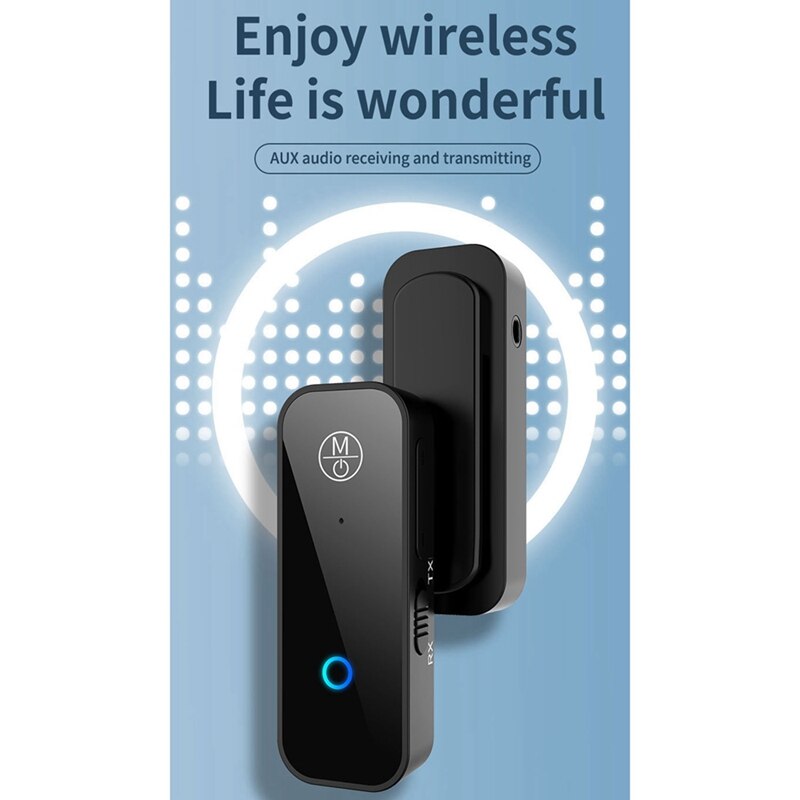 Bluetooth 5.1 Adapter 3.5 Mm Jack Auxiliary Receiver, 2 In 1 Wireless Transmitter And Receiver,For TV, PC, Car Audio