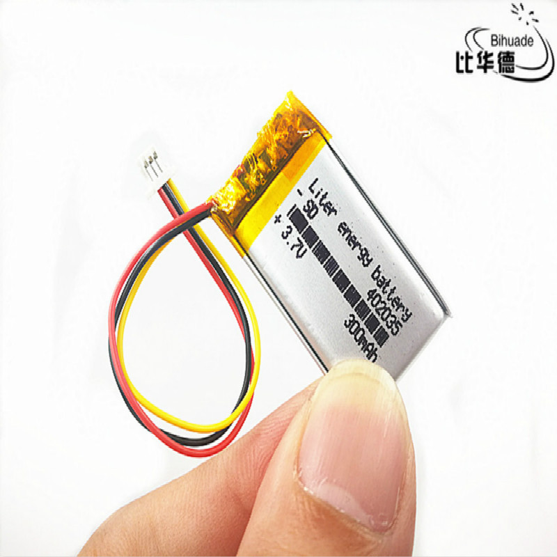 Jst  ph 1.0mm 3 pin 3.7v,300 mah 402035 polymer lithium ion / li-ion batteri til tablet pc bank, gps ,mp3,mp4