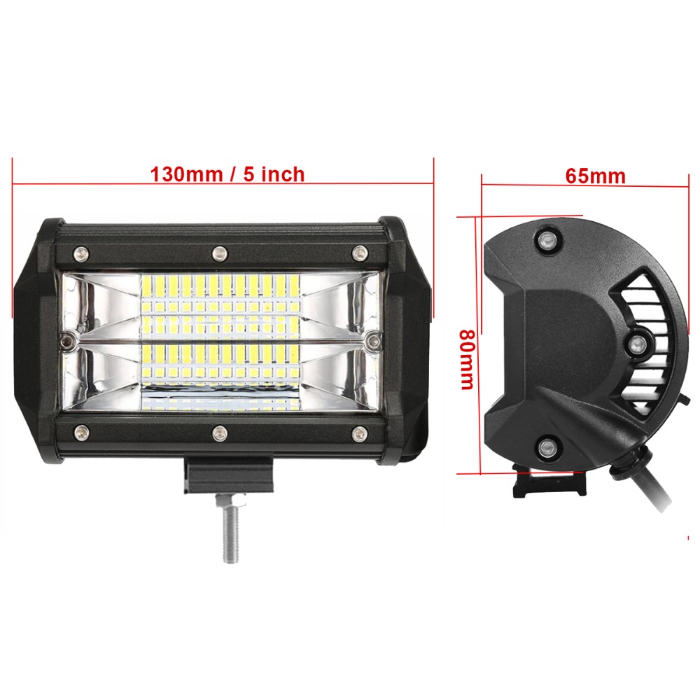 72W OFF-ROAD LED WORK LIGHT 5 INCH CAR MOTORCYCLE SUV TRUCK WHITE YELLOW NIGHT DRIVING FOG LAMP AUXILIARY INDICATOR 9-30V