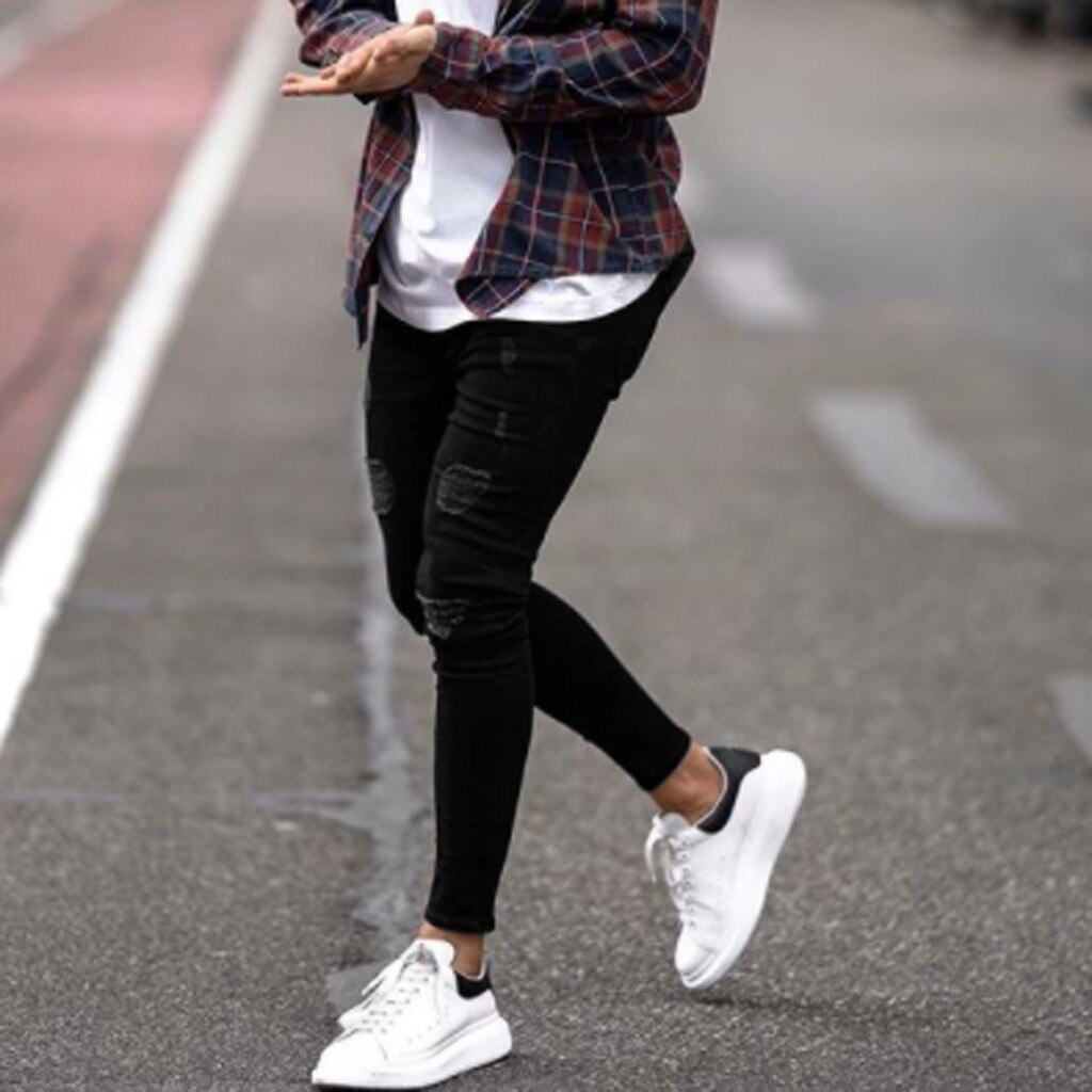 Feitong Autumn Men Jeans Black Color Pocket For Man Slim Fit Denim Pants Male Wear Long Trousers Jeans Men