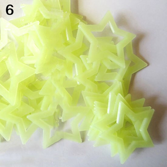 Abstrakta klistermärken 3d glöd i mörkret stjärnor tak väggdekaler sött boende hem 100/40 st vägg självlysande fluorescerande klistermärken: Gul / S