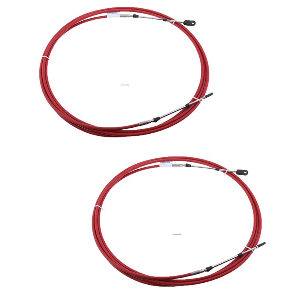 2Pcs 12Ft Red Marine Boat Engine Throttle Control Cable for Yamaha Motor