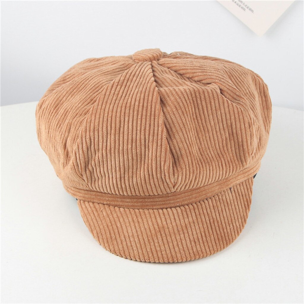 BERET HAT IN PEANUT BROWN CORDUROY 429843 main image 1