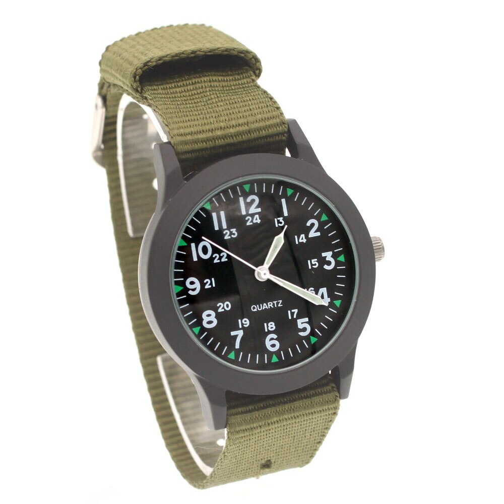 Sød nylon rem ur fødselsdag jul piger drenge armbåndsur børn & #39 dages børn: Sort grøn rem